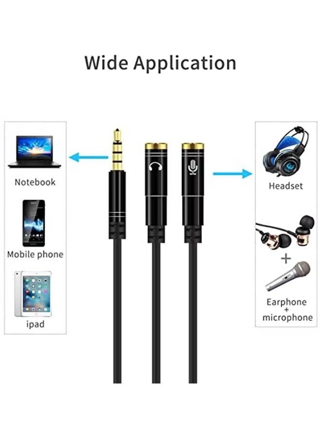 محول سماعة ميكروفون موبايل 3.5 ملم، كابل تمديد ميكروفون وسماعة، محول جاك Aux لهاتف، كمبيوتر، لابتوب - Image 5